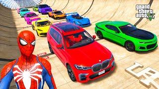 GTA 5 Spider-Man and Friends Crazy Race Challenge with Super Cars #2