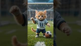 cat playing football goal!!!,#cat#catlover#AI#funny#comic#cute#sweet#catvideo#shorts#football