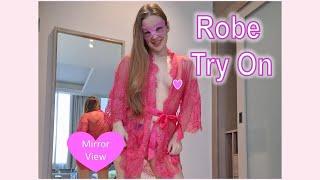 4K Transparent Robes Try On Haul With Mirror View!! | Masked Model #maskedmodelvids