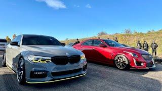 Race of real men. Cadillac CTS-V 700HP vs BMW 340 st2, BMW 540 st2