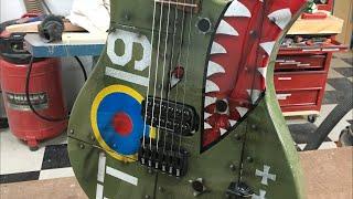 Guitar Reveal- Texas Toast scrap wood guitar painted by Mike Learn