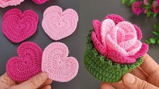 3 in 1 Get Ready to WOW with These Colorful Heart Coasters for Coffee Cups Motif,Coaster,Flower.