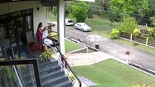 CCTV captured bandits attempting to rob a woman who was sitting outside her home in Maracas