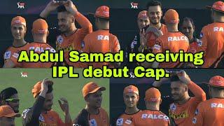 Abdul Samad receiving IPL debut cap| Abdul Samad playing his first match in IPL | JKSportstime