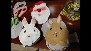 Vintage Christmas Santa door knob covers and Easter Bunnies too