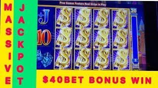 MASSIVE HANDPAY JACKPOT on DOLLAR STREAK $40 BET Bonus win , HIGH LIMIT slot machine.