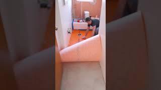 Installing underlayment for tile floor (using Ditra) #short