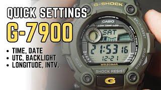 Casio G-Shock G7900 Quick Basic Settings Tutorial : How to set time, date, longitude, int G-7900