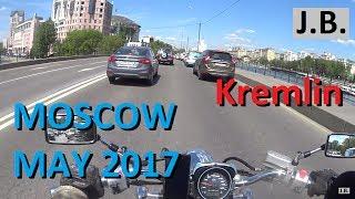 Driving to the downtown of Moscow on a motorcycle, May 2017