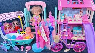 11 Minutes Satisfying with Unboxing Pink Princess House Playset，Doll Bicycle Toys ASMR | Review Toys