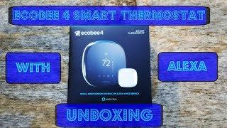 Ecobee 4 Smart Thermostat Unboxing (with Alexa). Nest thermostat killer. Wifi. Mobile. with sensor.