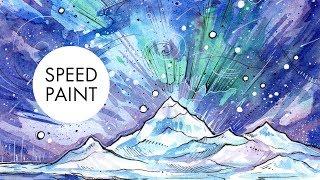 Northern Lights  Watercolor SpeedPaint