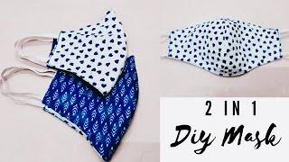 2 in 1 Diy Mask | Very Easy New Style Pattern Mask | Face Mask Sewing Tutorial 2021 | Diy Mask 2021