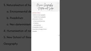 REVISION SERIES, Class 12, FUNDAMENTAL OF HUMAN GEOGRAPHY, CHAPTER:1 HUMAN GEOG: NATURE AND SCOPE