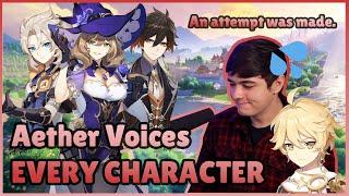 Aether's Voice Actor Tries to Voice Every Genshin Impact Character | Genshin Impact