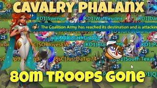 Lords Mobile - KD1+E*W EMPEROR FAMILY VS CAVALRY PHALANX CASTLE. 80M TROOPS. WE MADE HIM QUIT