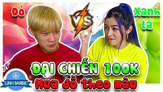 Đại Chiến 100k Mua Đồ Theo Màu (Xanh lá vs Đỏ) I Linh Barbie Vlog