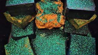 Green & Blue Dyed/Reformed/Pasted Blocks ~ Rain Sounds