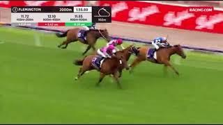 Aurora's Symphony wins the VRC National Jockeys Trust Trophy at Flemington Racecourse