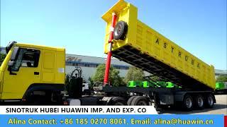 Tractor truck and dump trailer showing from SINOTRUK HOWO China