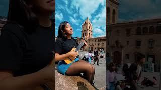 Girl playing on guitar in black tights black pantyhose nylon legs feet foots