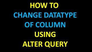 How to rename/change column datatype in SQL