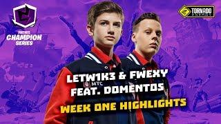 fwexY, letw1k3 Highlights feat. Domentos @ Fortnite Championship Series: Week One