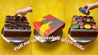 Pull me up chocolate rainbow glaze cake - Tiktok Foodiebeats Cake - Rainbow chocolate cake