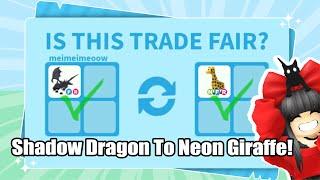 TRADING SHADOW DRAGON TO NEON GIRAFFE! INVENTORY TRANSFORMATION | ADOPT ME TRADING CHALLENGE 2024