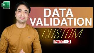 Excel Custom Data Validation | Use formula to check for text , numbers ,len , Weekday, Pattern