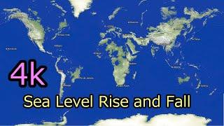 [4k]Sea Level Rise and Fall Simulation - World