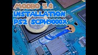 Modchip installation short wire management on PS2 Slim SCPH9xxxx (SCPH90004) v18 - Modbo 4.0/5.0