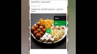 High BP Diet  Good or Bad ?.  in hich quiz app answers help tech view