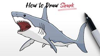 How to Draw a Shark from JAWS movie (Great white shark) Step By Step