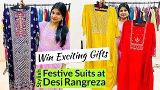 Buy Festive Cotton Muslin & Dhola Silk Suits, Kurtis From Desi Rangreza. Plus Sizes Available.