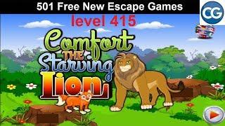 [Walkthrough] 501 Free New Escape Games level 415 - Comfort the starving lion - Complete Game