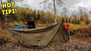 CAMPING in a HOT TENT during a RAINSTORM - What Happened?!