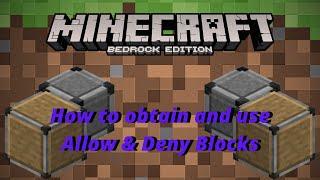 How to obtain and Use Allow & Deny Blocks!  |  Minecraft Bedrock Edition