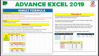 How To Use MMULT Formula in MS-Excel || MMULT function in MS-EXCEL 2019