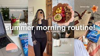 7AM *SUMMER* morning routine! productive & cozy mornings, coffee shops, beach day & clothing haul!