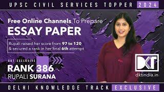 UPSC CSE | How To Improve Essay Marks & Top Channels To Follow | By Rupali Surana, Rank 386 CSE 2023