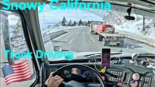 Truck Driving USA | Snowy California | POV