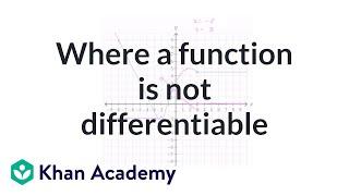 Where a function is not differentiable | Taking derivatives | Differential Calculus | Khan Academy