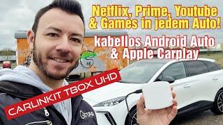 Netflix, YouTube, Prime, Spotify, kabellos Apple Carplay und Android Auto! Carlinkit T-Box UHD