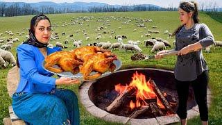 Authentic Iranian Village Cooking : Roasting Stuffed Chicken from the Underground Oven
