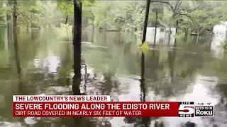 VIDEO: Homes, cars and fences almost fully submerged underwater in Colleton County