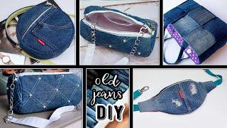 4 SMART DIY IDEAS JEANS RECYCLE BAGS Fast and simple way