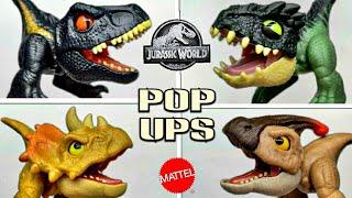 Mattel Jurassic World Pop Ups wave 4? Review!!! Indoraptor! Giganotosaurus! Triceratops! Para!