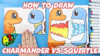 How to Draw a Charmander vs Squirtle Surprise Fold