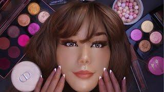 ASMR Makeup on Mannequin | Shimmery Gold Glam ft. Pat McGrath, Dior, Guerlain | Satisfying Sounds